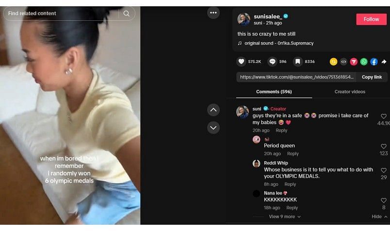 Screenshot of Suni Lee's TikTok post | Source: TikTok/@sunisalee_